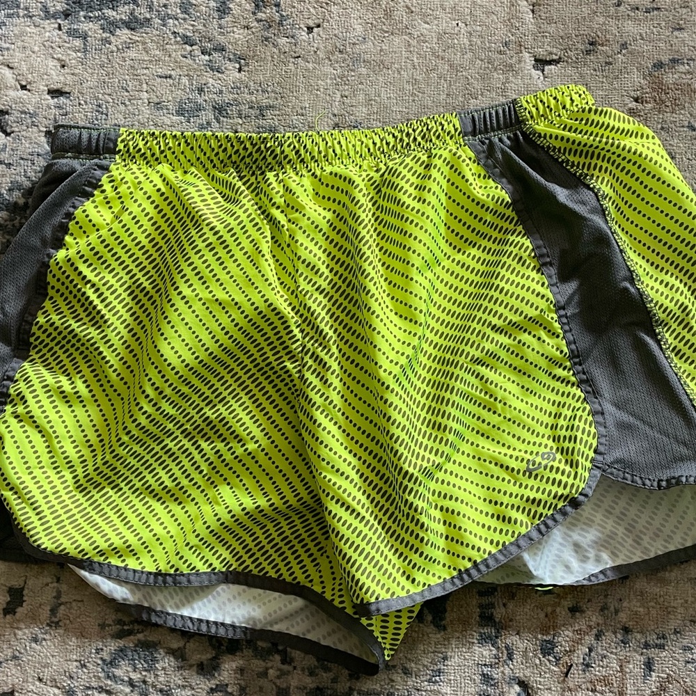 CHAMPION Womens Size Small Yellow & Gray Pull On Athletic Running Gym Shorts